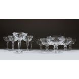 A SET OF FIVE WATERFORD FLUTED COCKTAIL GLASSES and six custard glasses.