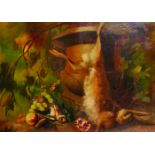 Early 20th Century Italian School. Still Life of a Dead Hare and Song Birds, with Fruit and a