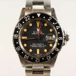 A GENTLEMAN'S ROLEX OYSTER PERPETUAL GMT-MASTER STAINLESS STEEL WRISTWATCH, 1982, complete with