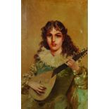 G...Lorini (19th-20th Century) Italian. Half Length Portrait of a Girl playing a Stringed