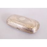 A RUSSIAN SILVER CHEROOT CASE. 3.5ins long. Mark NK over 1875 & 84.