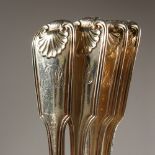 A SET OF FOUR FIDDLE, THREAD AND SHELL TABLE SPOONS. London 1816. Weight 8ozs.