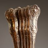 A SET OF SIX KINGS PATTERN TABLE SPOONS. London 1901. Weight 18ozs.