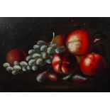 19th Century Italian School. A Still Life with Peaches, Pears and Grapes, Oil on Panel, 10.25" x