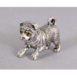 A SILVER MINI PUG DOG.