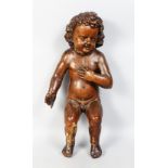 A LARGE 18TH CENTURY DUTCH CARVED WOOD CUPID. 24ins.