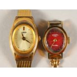 A LADIES LORUS GILT WRISTWATCH and A ROTARY WRISTWATCH (2).