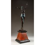 AFTER D. H. CHIPARUS A BRONZE DANCER. Signed, on a marble base. 22ins high.