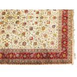 A VERY GOOD LARGE PERSIAN CARPET, cream ground, with stylised floral decoration, within a similar