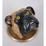 A COLD PAINTED DOG TABLE BELL. 4.5ins diameter.