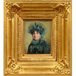 PORTRAIT HEAD AND SHOULDERS OF A VICTORIAN LADY, in a dark dress and bonnet. 3.5ins x 2.5ins.