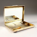 A GOOD HEAVY CONTINENTAL .925 SILVER VANITY BOX, with mirror in the lid and fitted compartment. 6ins