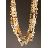 A MULTI-STRAND FRESHWATER AND BLISTER PEARL NECKLACE.