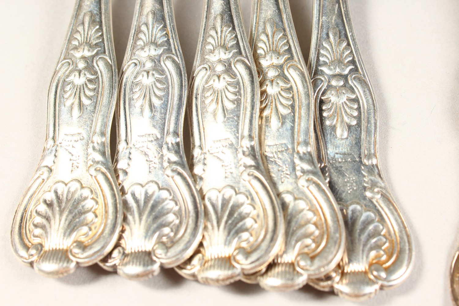 A SET OF EIGHT VICTORIAN KINGS PATTERN TABLE FORKS, London, various dates. Maker: George Angell, and - Image 8 of 11