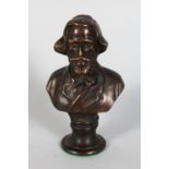 A SMALL BRONZE BUST OF VERDI. 6ins high.