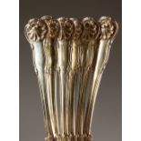 A SET OF SIX GEORGE IV QUEEEN'S PATTERN DESSERT SPOONS. London 1827. Maker G. C. Weight 12ozs.
