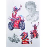 After Stuart McIntyre (1969- ) British. "Tribute to Carl Fogarty", Print, 23" x 16.5".