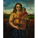 19th Century Continental School. Madonna and Child in a Landscape, Oil on Canvas, Unframed, 22" x