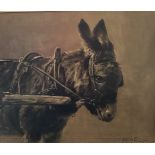 Emma Leonard (19th - 20th Century) British. "Annie", Study of a Donkey in Harness, Oil on Canvas,