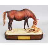 A ROYAL WORCESTER GROUP, "THE NEW BORN" 1975, No. 315, Given as a Prize, "THE PARK HILL STAKES (