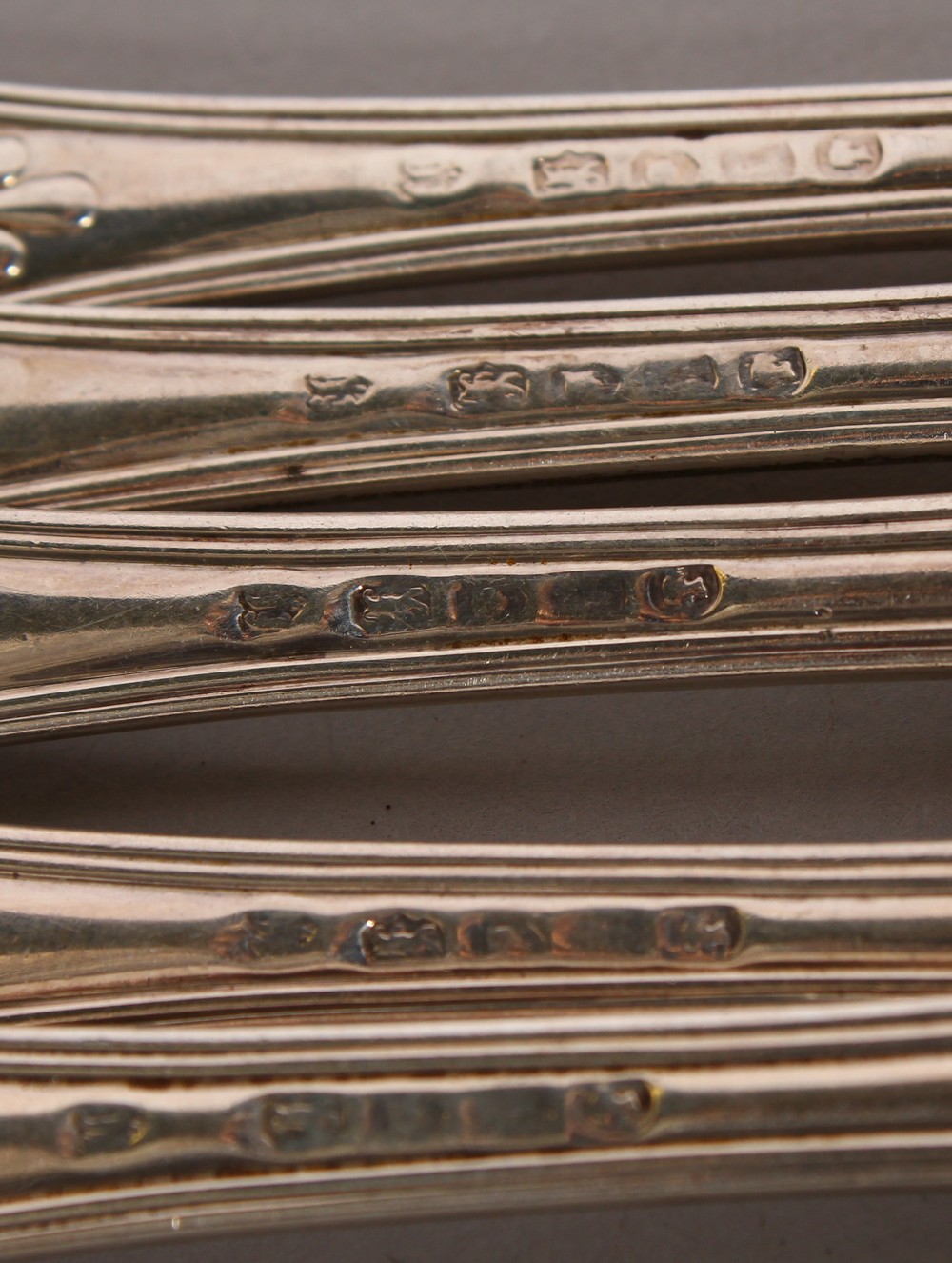 A SET OF EIGHT VICTORIAN KINGS PATTERN TABLE FORKS, London, various dates. Maker: George Angell, and - Image 10 of 11