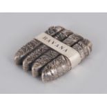 A NOVELTY SILVER VESTA CASE, shaped as FOUR HAVANA CIGARS.