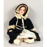 A SCHOENAU & HOFFMEISTER "PB STAR", No. 1909, Size 7.5, BISQUE HEADED DOLL, wearing a velvet