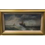 W…Hale (19th-20th Century) British. A Shipping Scene in Choppy Waters, Oil on Board, 7" x 15", and