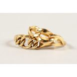 TWO 9CT GOLD KNOT RINGS.