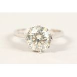 AN 18CT WHITE GOLD SINGLE STONE DIAMOND RING of 2.3cts.