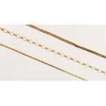 THREE VARIOUS 9CT GOLD CHAINS, 7.5gms.