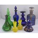 COLLECTION OF PERFUME BOTTLES, VASES ETC.