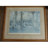 AFTER WILLIAM RUSSELL FLINT, 'MARKET HALL CORDEZ,, EARLY FRAMED PRINT, SIGNED TO MOUNT, BLIND