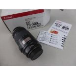 CANON EF 75-300 mm IMAGE STABILISING ULTRA SONIC LENS IN ORIGINAL BOX