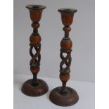 PR. PAPIERE MACHE CANDELABRA, DRILLED AS TABLE LAMPS, APPROX. 41 cm