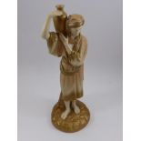 ROYAL WORCESTER GILT AND IVORY FIGURE, MALE WATER CARRIER, NUMBERED 1206, PUCE MARK, APPROX. 20.5