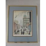 LAURENCE STEPHEN LOWRIE RBA RA (BRITISH 1867-1976) SALFORD STREET SCENE' OFFSET LITHOGRAPH SIGNED