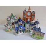 COLLECTION OF 19TH CENTURY STAFFORDSHIRE POTTERY BUILDINGS, ONE NAMED STANFIELD HALL