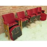 OLD CINEMA/ THEATRE SEATS, CAST IRON FRAMES RELIEF DECORATED WITH BUSTS OF SHAKESPEARE (POSSIBLY