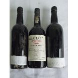 BOTTLE GRAHAM'S 1976 VINTAGE PORT, ONE WITH LABEL MISSING BUT HAND WRITTEN LABEL WARRE 66 AND ONE