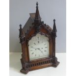 GOTHIC REVIVAL 'CATHEDRAL' STYLE BRACKET CLOCK, 8 DAY TWIN FUSEE REPEATER MOVEMENT STRIKING ON A