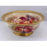 ROYAL WORCESTER FLUTED BOWL, DECORATED WITH BLACKBERRIES AND FOLIAGE, SIGNED KITTY BLAKE. APPROX.