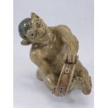 MARTIN BROTHERS STONEWARE (MARTINWARE) IMP MUSICIAN FIGURE PLAYING A TAMBOURINE BY ROBERT WALLACE