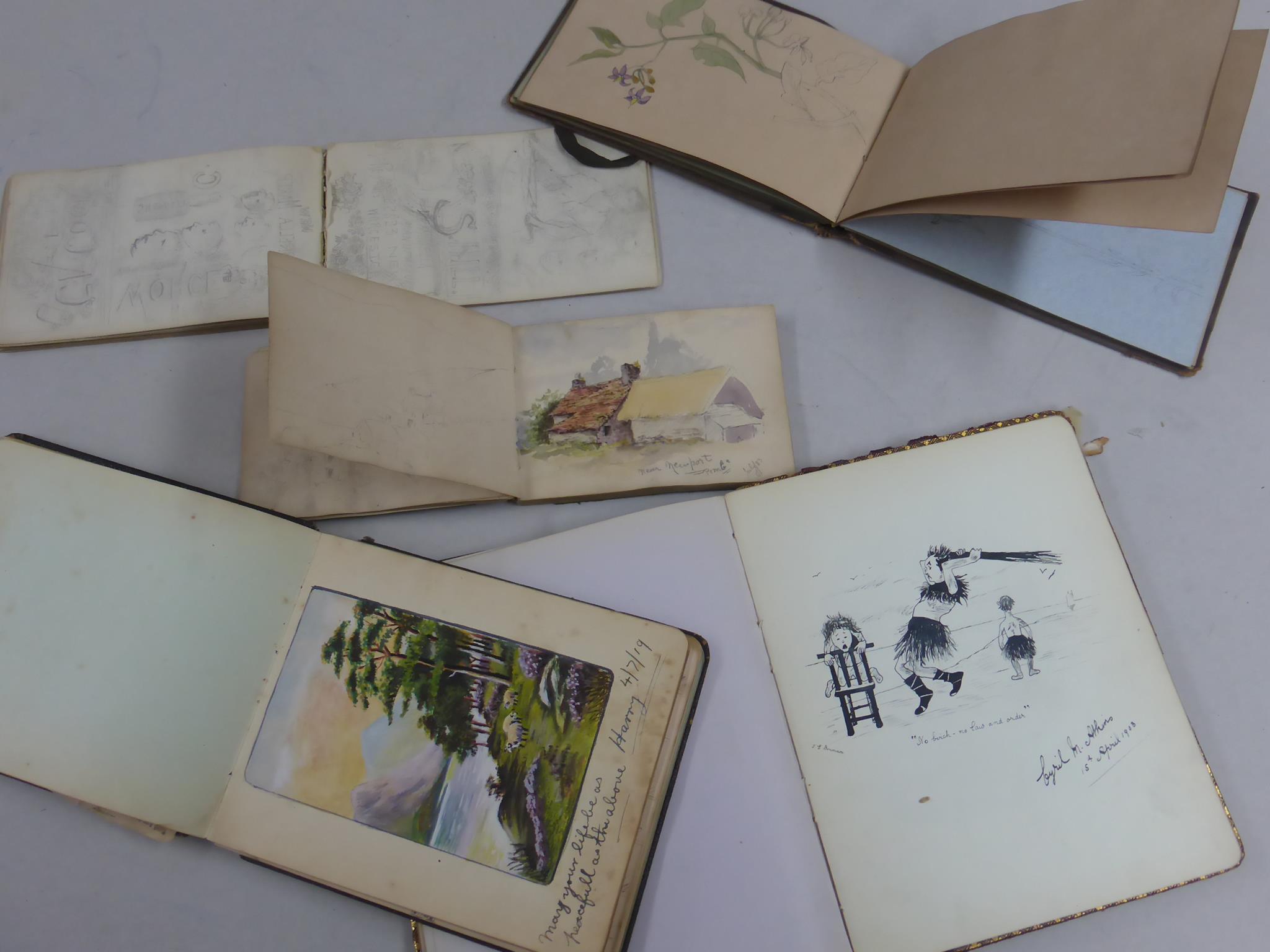 MISC. SKETCH BOOKS AND AUTOGRAPH BOOKS DATING FROM WWI ERA - Image 2 of 5