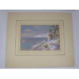 CHARLES ROWBOTHAM WATERCOLOUR DEPICTING THE COAST OF GENOA, APPROX. 20 X 13.5 cm