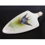 ROYAL WORCESTER PORCELAIN PERFUME BOTTLE PAINTED WITH A SWALLOW, SIGNED POWELL, MISSING STOPPER