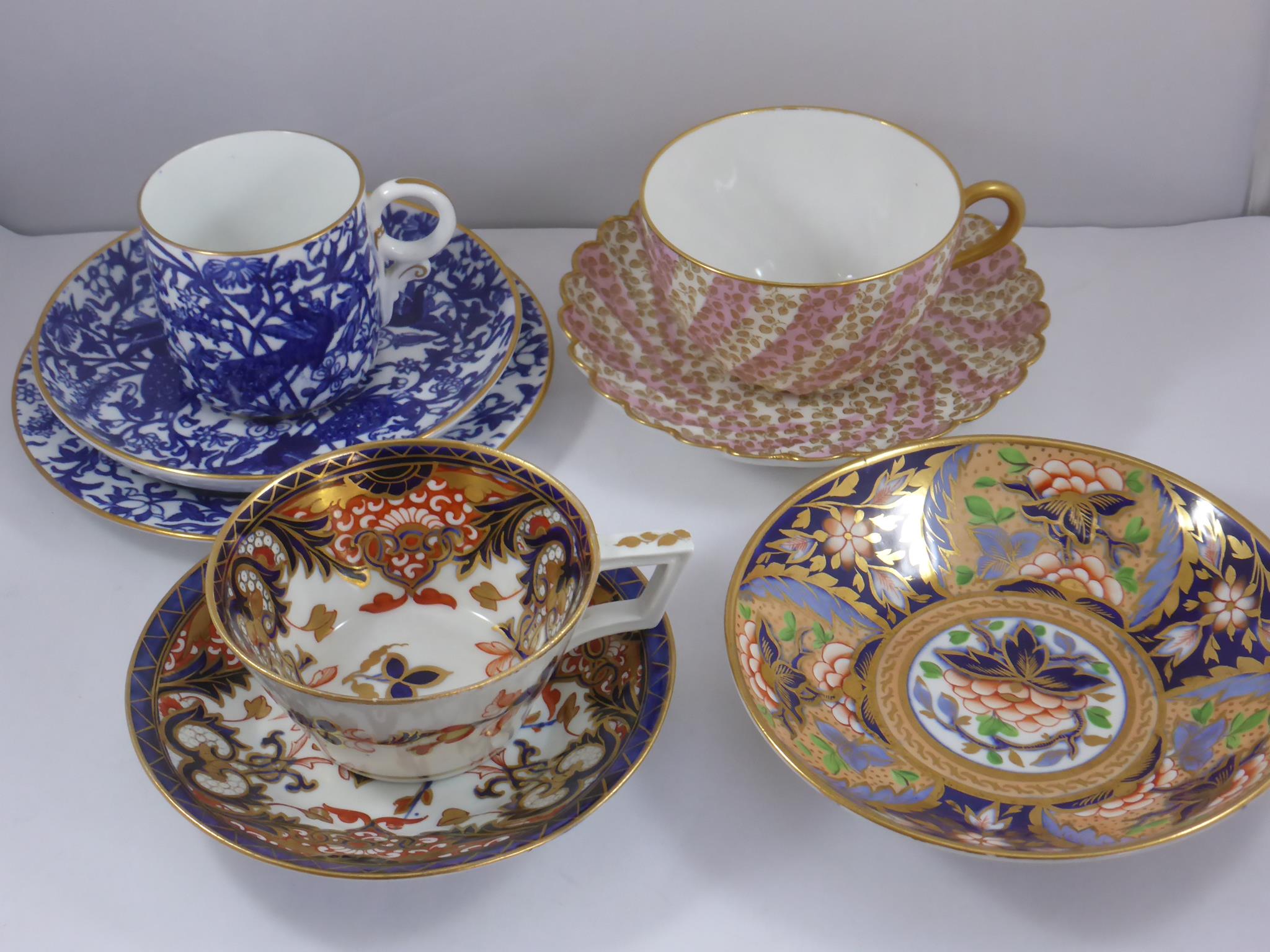 ROYAL CROWN DERBY TRIO, CUP AND SAUCER, RICHLY DECORATED SAUCER IN IMARI PALETTE, POSSIBLY RIDGEWAYS