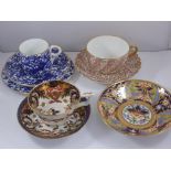 ROYAL CROWN DERBY TRIO, CUP AND SAUCER, RICHLY DECORATED SAUCER IN IMARI PALETTE, POSSIBLY RIDGEWAYS