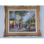 JEAN BLEU OIL ON CANVAS DEPICTING A PARISIAN SCENE, APPROX. 51 X 41 cm