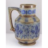 MARTIN BROTHERS STONEWARE (MARTINWARE), GLAZED STONEWARE JUG WITH INCISED AND RAISED BLUE AND